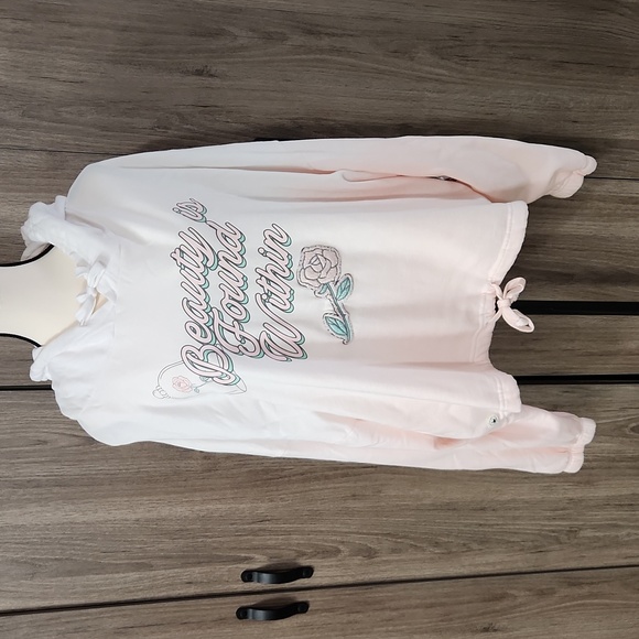 Disney Beauty Is Found Within Sweatshirt Hoodie Ombre Beauty Beast White - Picture 2 of 11